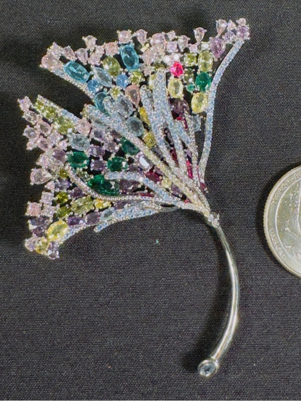 Multicolor Crystal Floral Spray Brooch